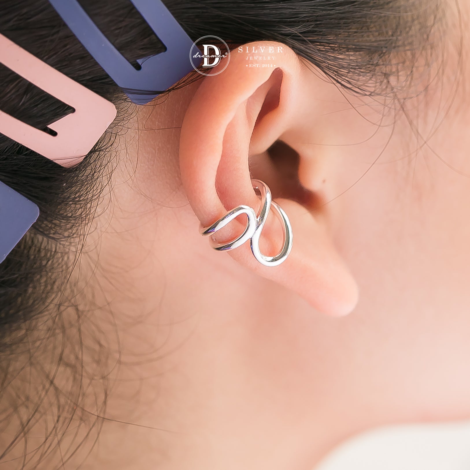 Earcuff Bản Chỉ Bạc Gợn Sóng Unisex - Bông Tai Kẹp Vành Bạc 925 - 2753EC