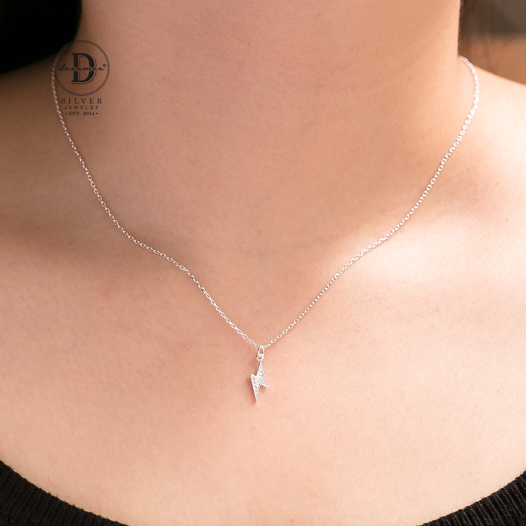 Dây Chuyền Tia Chớp Đính Đá Bạc 925 - Flash Sterling Silver Necklace - 1022DCH