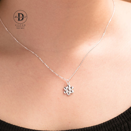 Dây Chuyền Bông Hoa Mặt Cười - Happy Flower Sterling Silver Necklace - 1027DCT