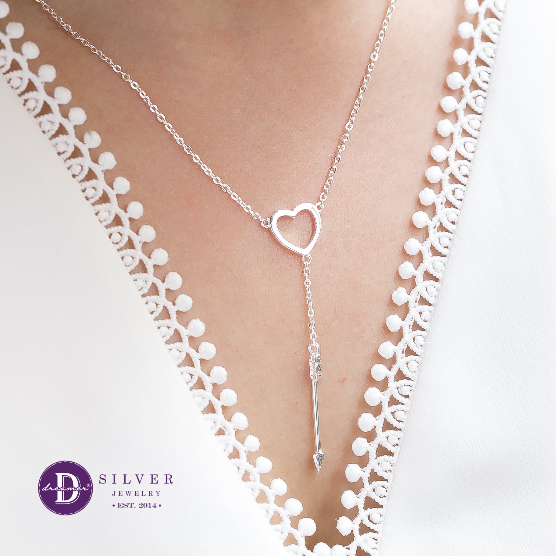 Dây Chuyền Trái Tim Mũi Tên Bạc 925 - Heart Arrow Sterling Silver Necklace
