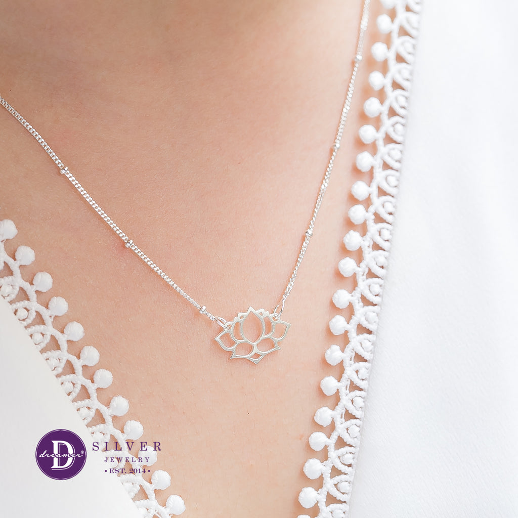 Mekong Delta Blooming Lotus Sterling Silver Necklace