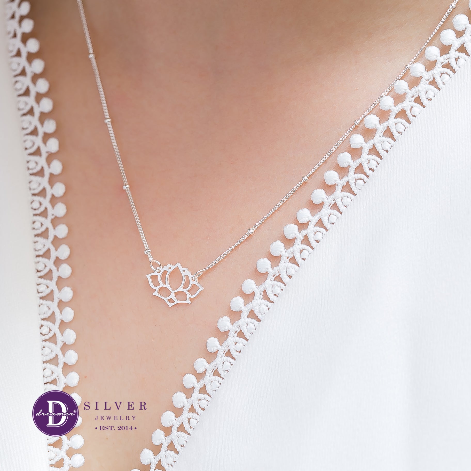 Mekong Delta Blooming Lotus Sterling Silver Necklace