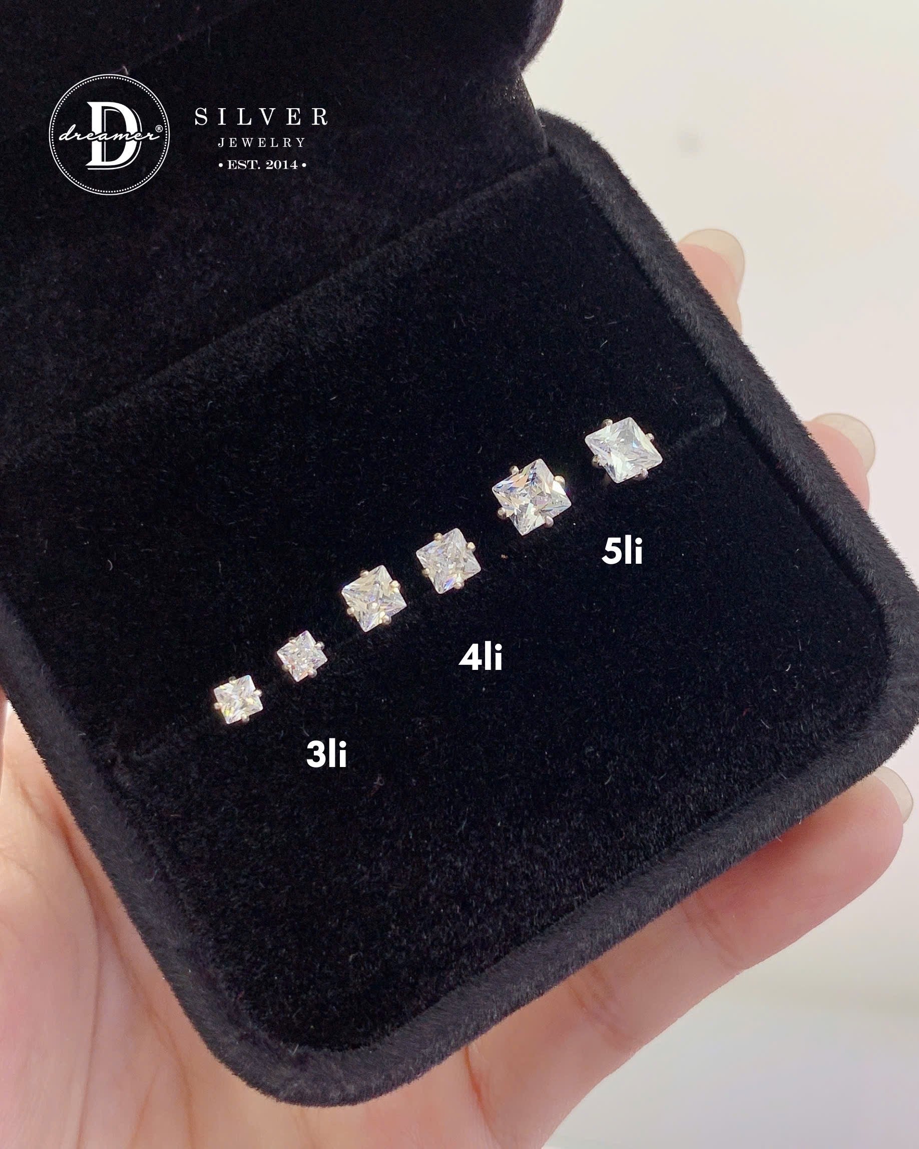 Bông Tai Đá Trắng 6 Chấu Đủ Size 3li Đến 6li - Bạc 925 - White Cubic Zirconia Stud Earrings, Sterling Silver 2404BTH