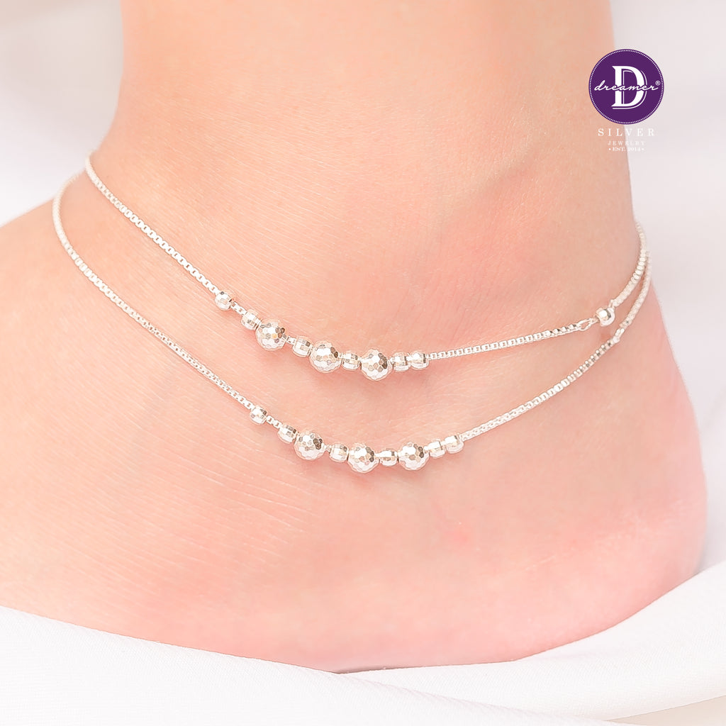 Sparkling Bow Silver Anklet Sterling Silver P548LCH