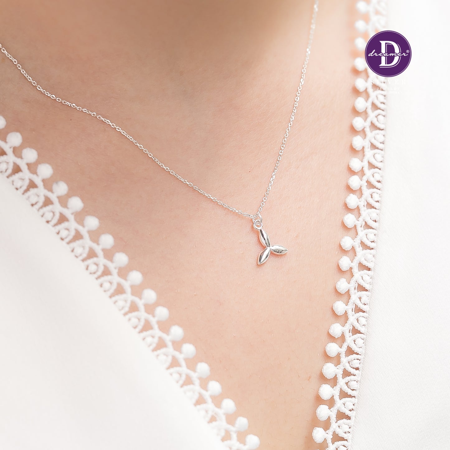 Dây Chuyền Hoa Phi Tiêu 3 Lá Bạc 925 - Spin Leaf Sterling Silver Necklace