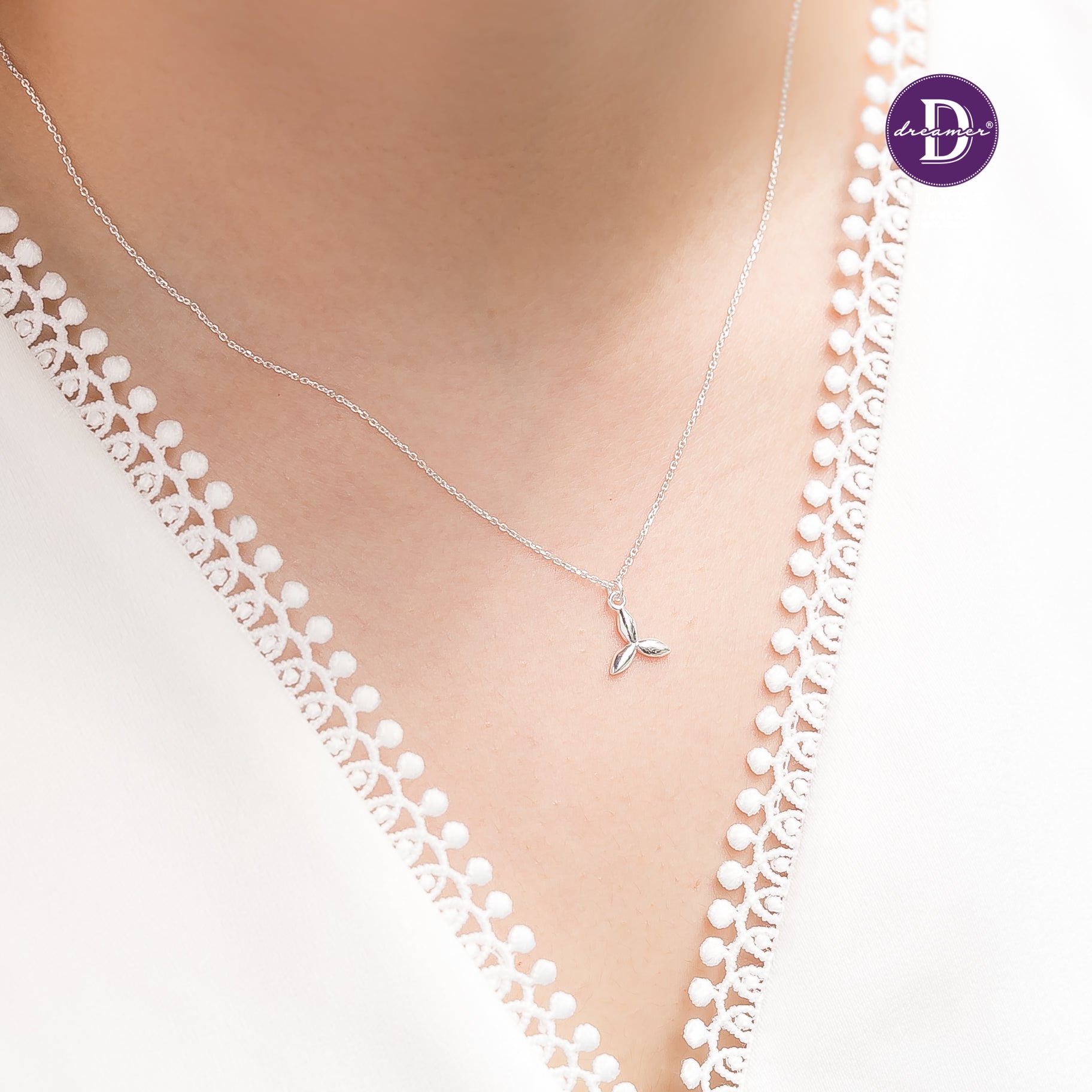 Dây Chuyền Hoa Phi Tiêu 3 Lá Bạc 925 - Spin Leaf Sterling Silver Necklace 845DCT