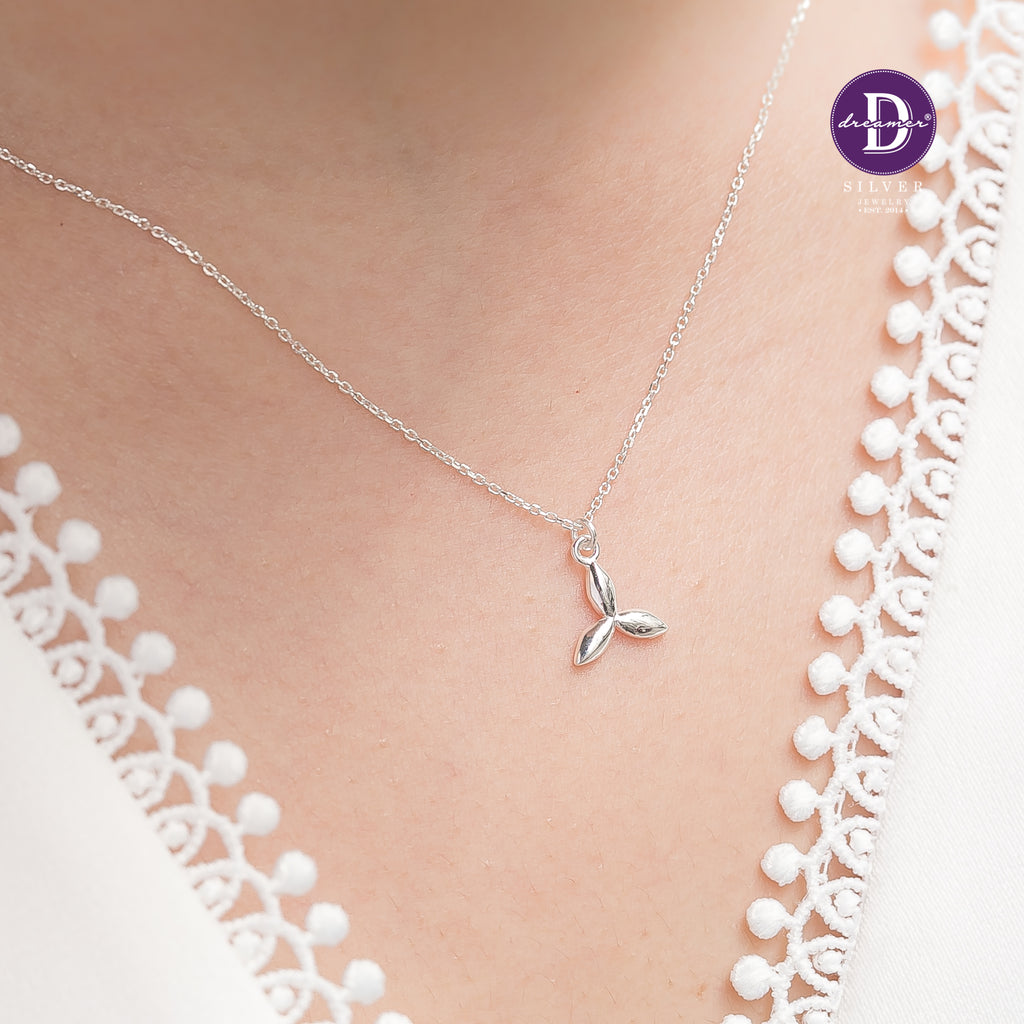 Dây Chuyền Hoa Phi Tiêu 3 Lá Bạc 925 - Spin Leaf Sterling Silver Necklace 845DCT
