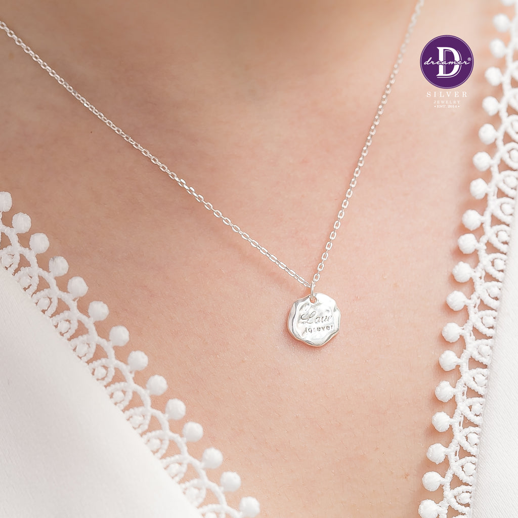 Dây Chuyền Mặt Tròn Chữ Love - Love Circle Pendant Sterling Silver Necklace - 805DCT