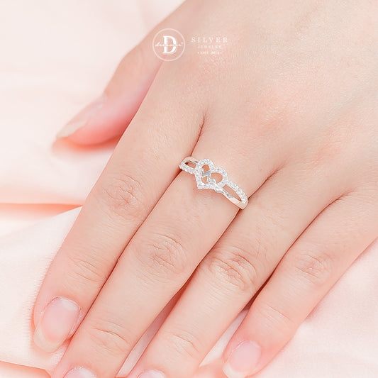 Nhẫn Trái Tim Nhịp Tim Đính Đá - Heartbeat Silver Ring 2230NH