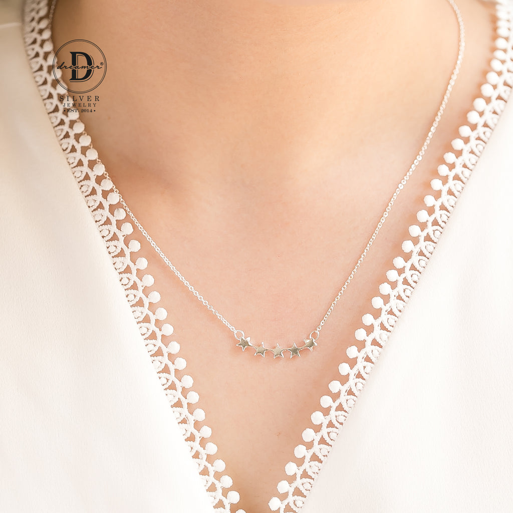 Dây Chuyền Dãy Ngôi Sao Bạc 925 - Curvy Starlight Sterling Silver Necklace - 041DCT