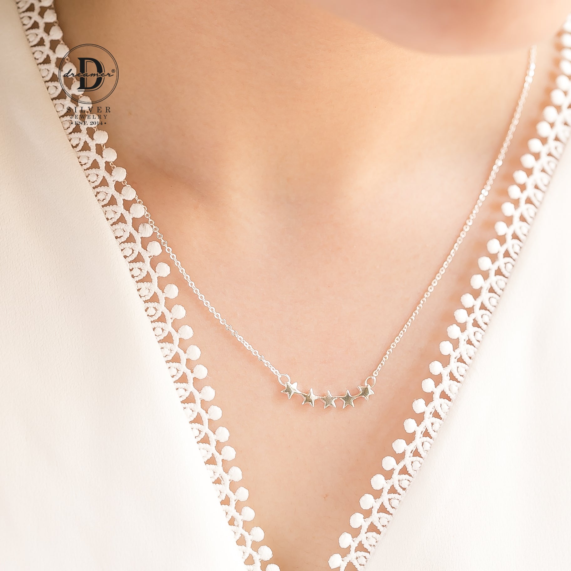 Dây Chuyền Dãy Ngôi Sao Bạc 925 - Curvy Starlight Sterling Silver Necklace - 041DCT