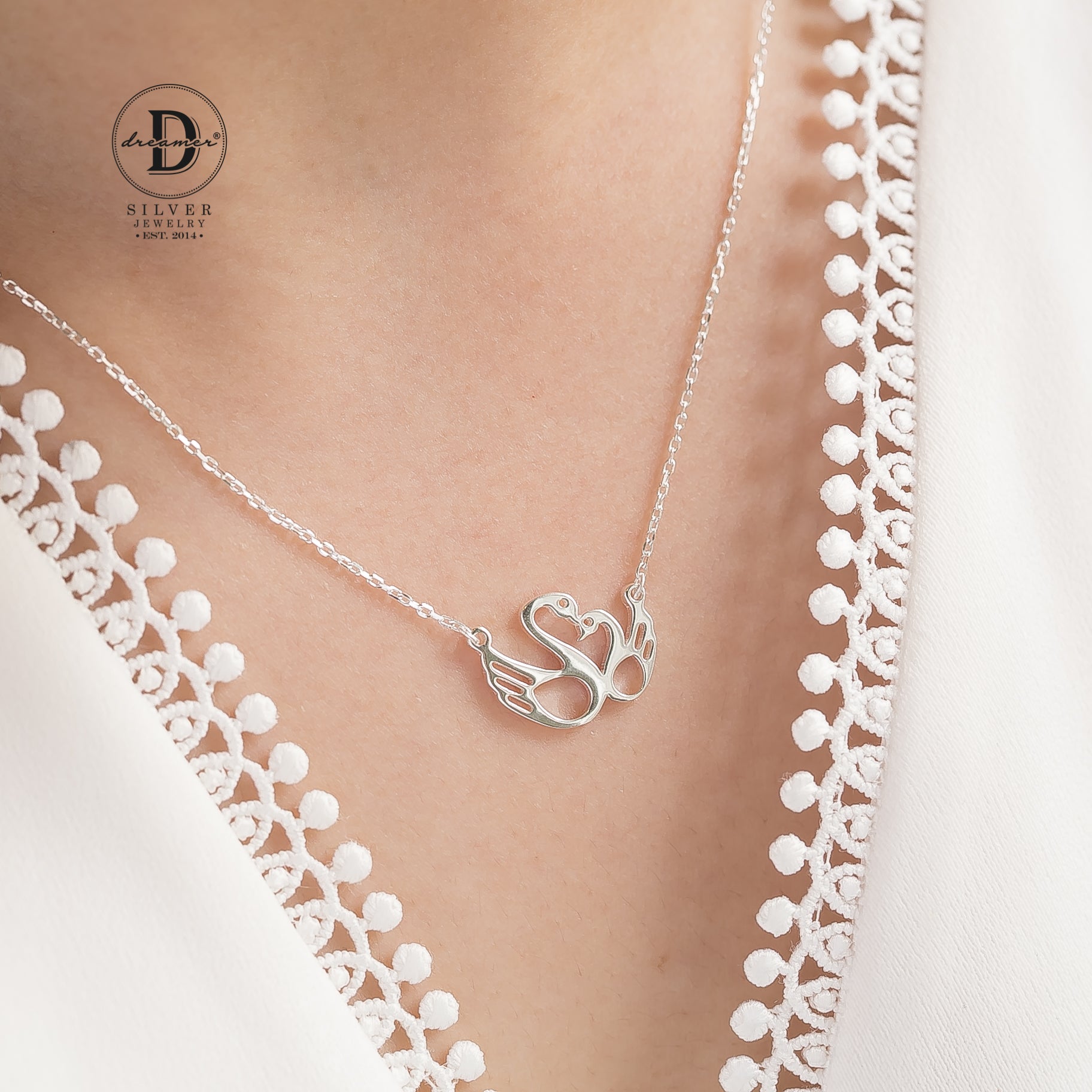 Dây Chuyền Đôi Thiên Nga Trái Tim - Love Swan Sterling Silver Necklace 1058DCT