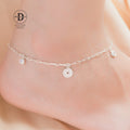 Lắc Chân 3 Lucky Coins & 2 White Stones - 3 Đồng Xu May Mắn Silver Anklet - 507LCH