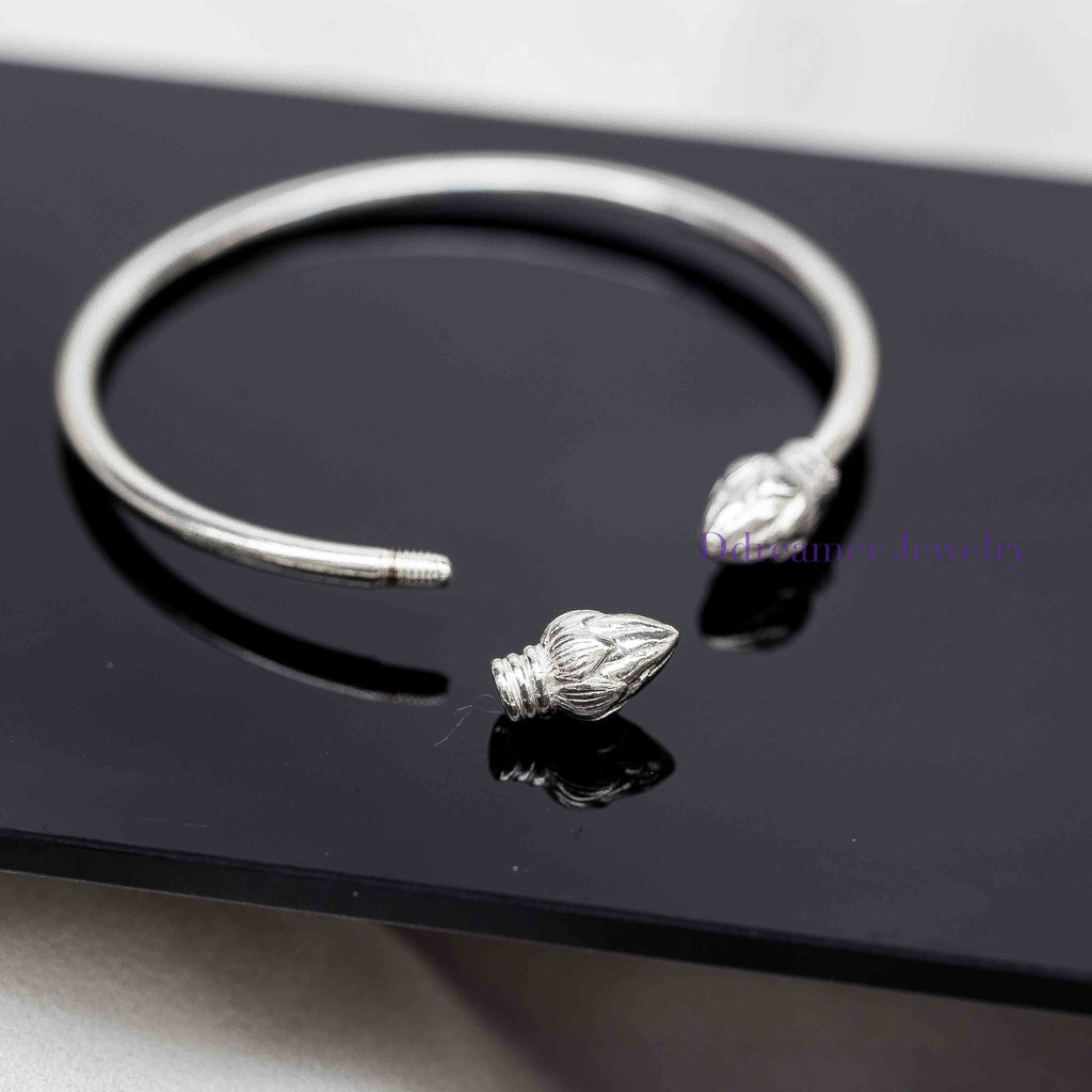 Vietnamese Lotus Bud Small Silver Bangle