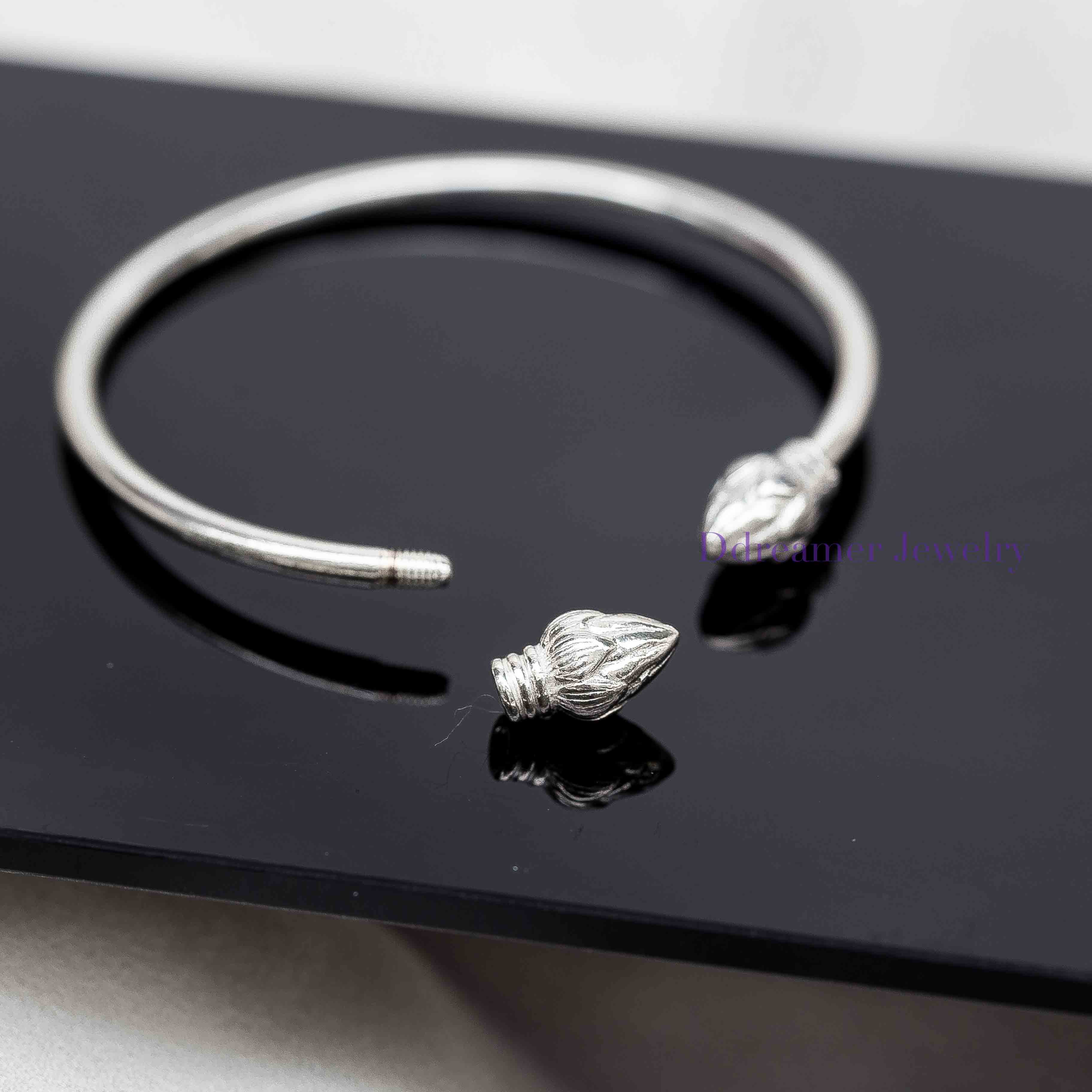 Vietnamese Lotus Bud Small Silver Bangle