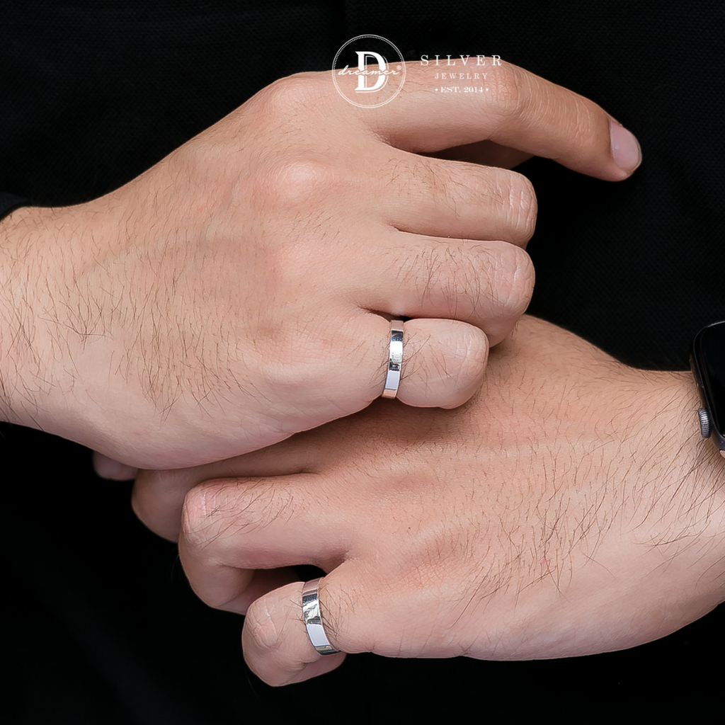 Nhẫn Bạc Bản Trơn Bóng Classic Nhiều Độ Dày – Nhẫn Cặp Unisex Tối Giản