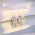 Sunburst Halo Moissanite Stud Earrings – White Gold Plated 925 Silver