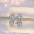 Snowflake Cluster Moissanite Stud Earrings – White Gold Plated 925 Silver