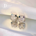 Modern Square Halo Moissanite Stud Earrings – White Gold Plated 925 Silver