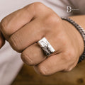 Handcrafted 925 Sterling Silver Tree Bark Fissure Men's Signet Ring (1-of-1 Wax Carved)