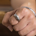 Handcrafted 925 Sterling Silver Raw Rock Texture Men's Band Ring (1-of-1 Wax Carved)
