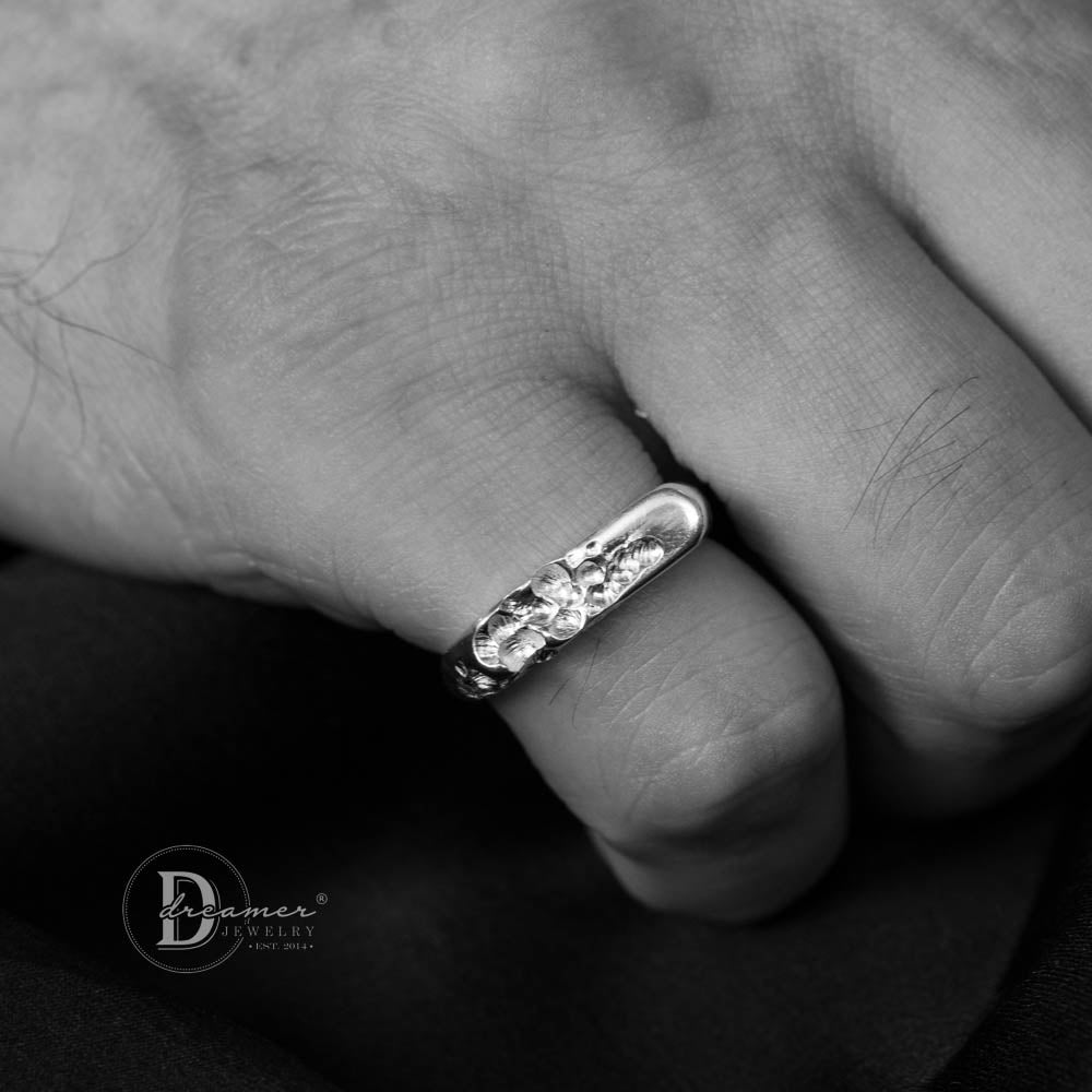 Nhẫn Signet Bạc 925 Họa Tiết Mài Khắc Thủ Công (Hand-Carved Texture)