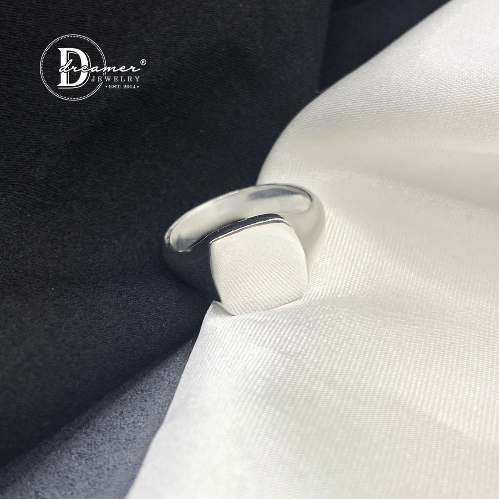 Handmade Solid 925 Silver Small Square Signet Ring (11x11mm)