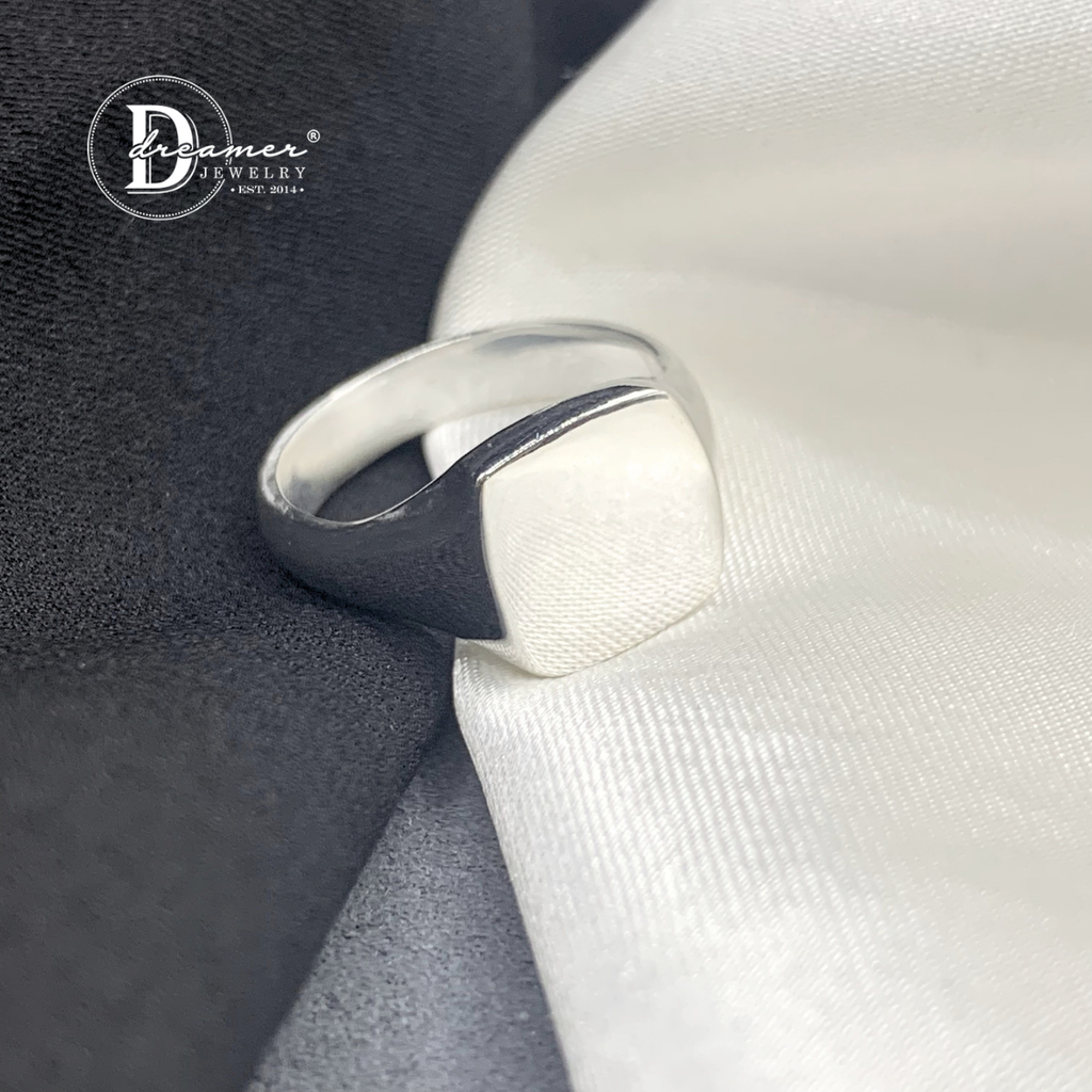 Handmade Solid 925 Silver Small Square Signet Ring (11x11mm)