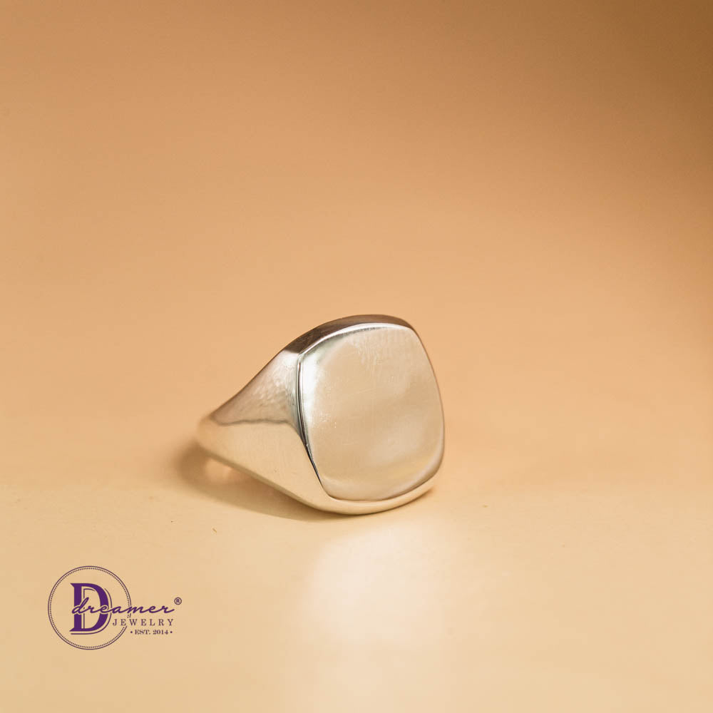 Nhẫn Signet Ring Bạc Đặc 925 Dáng Chữ Nhật (Mặt 13mm x 15mm)