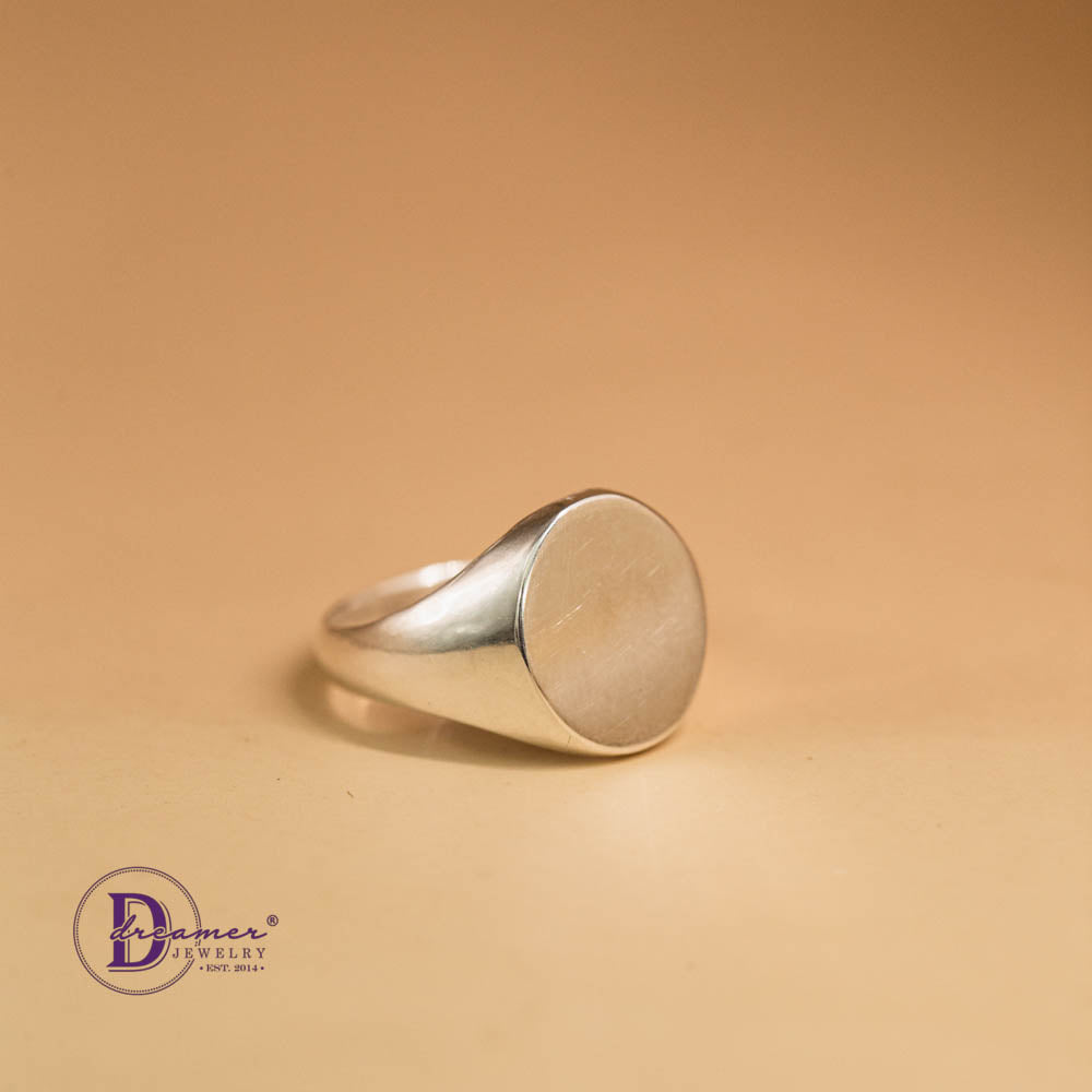 Nhẫn Signet Ring Bạc Đặc 925 Dáng Oval Basic (Mặt 13mm)