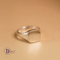 Nhẫn Signet Ring Bạc Đặc 925 Phom Vuông Tối Giản (Mặt 11mm x 11mm)