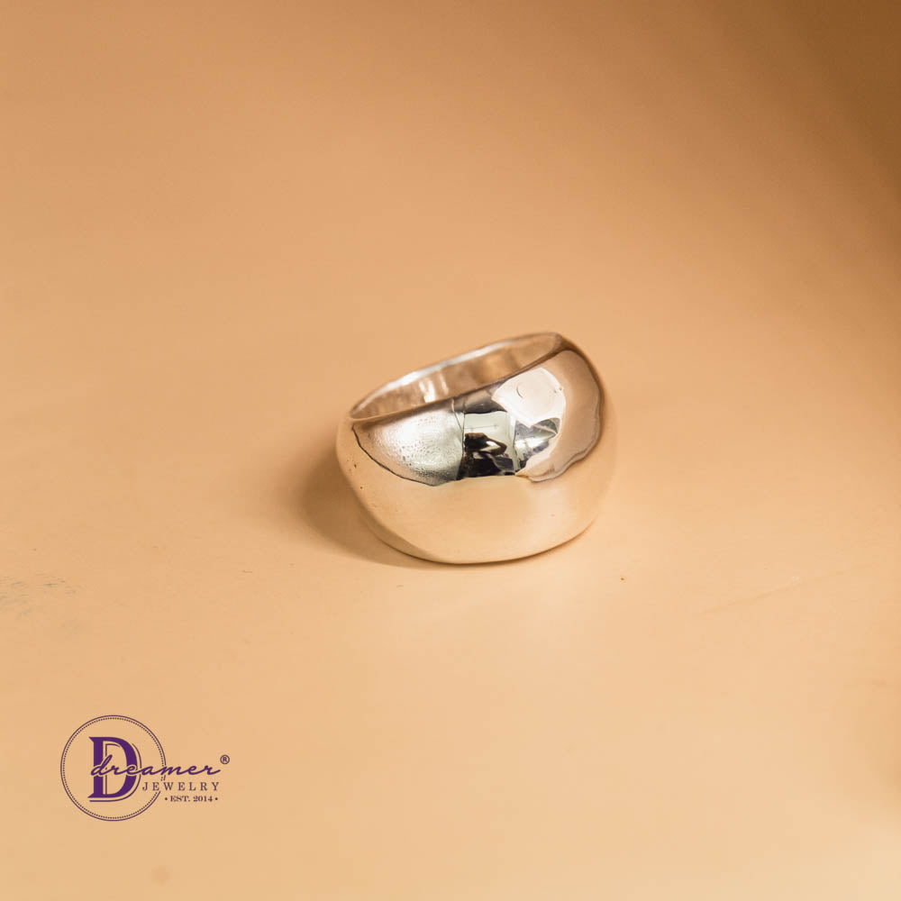 Nhẫn Bạc 925 Dome Ring Bản Rộng 15mm