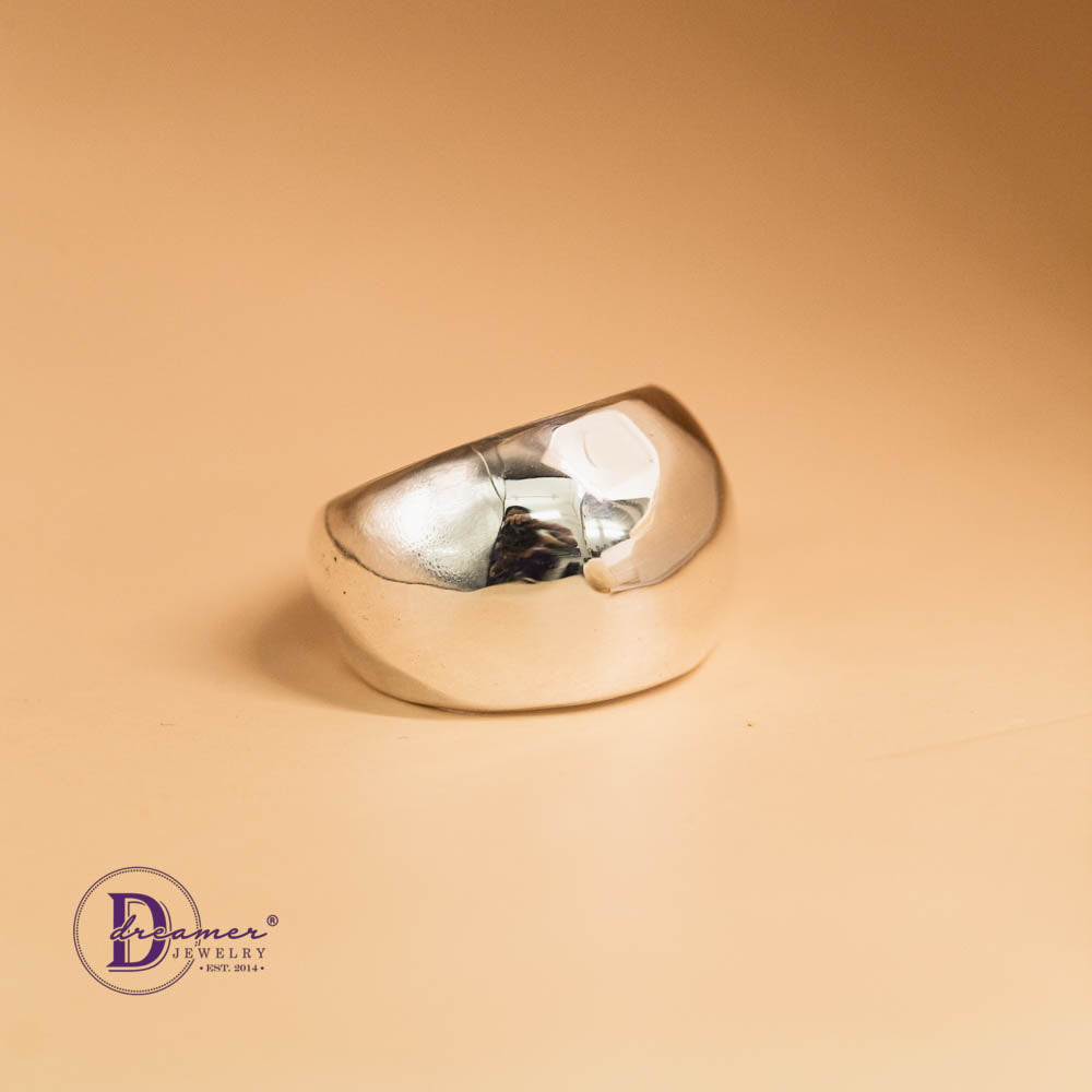 Nhẫn Bạc 925 Dome Ring Bản Rộng 15mm