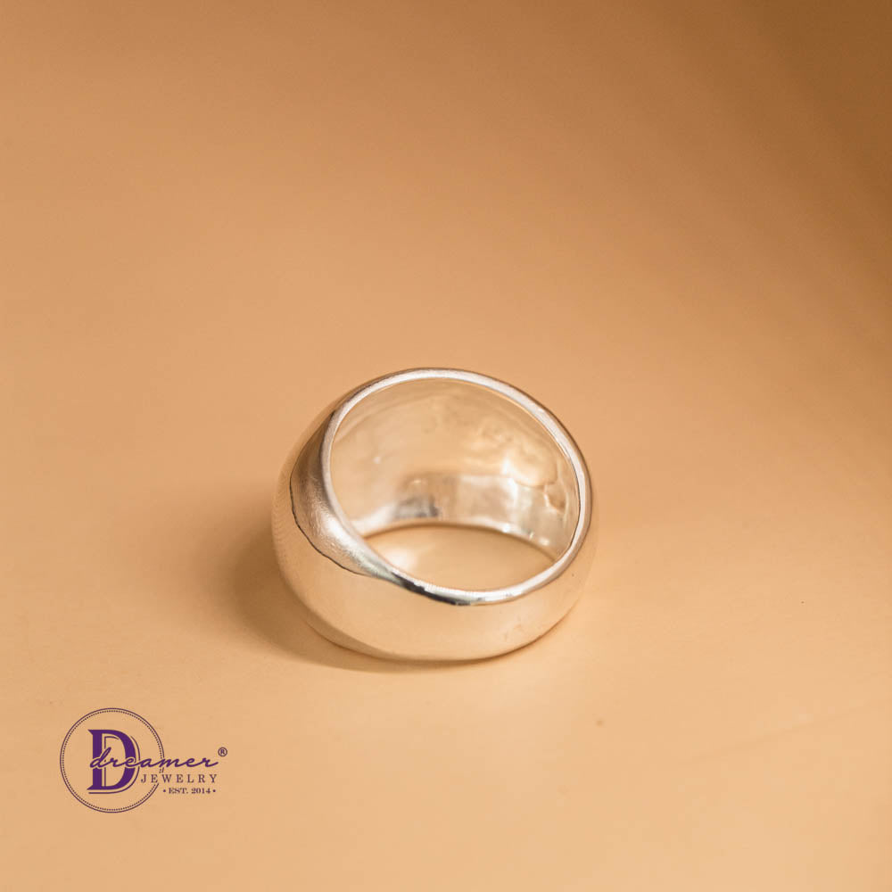 Nhẫn Bạc 925 Dome Ring Bản Rộng 15mm