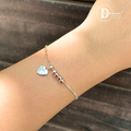 Lắc Tay Bạc 925 Charm Trái Tim Phồng & Dải Bi Trụ Trượt Tinh Tế