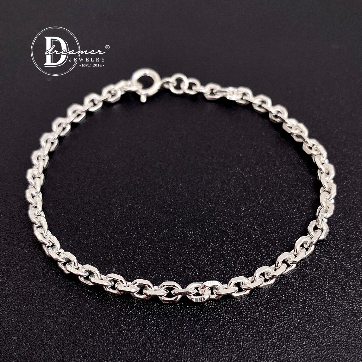Geometric Textured Link Silver Chain Bracelet – Minimalist Unisex