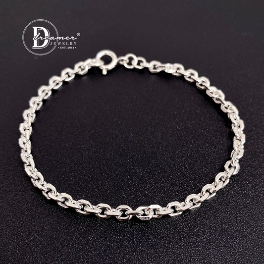 Geometric Textured Link Silver Chain Bracelet – Minimalist Unisex