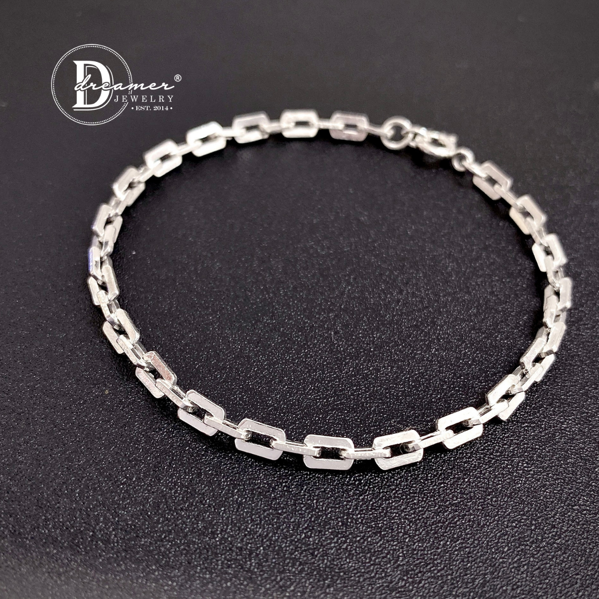 Slim Square Paperclip Link Silver Chain Bracelet – Modern Unisex