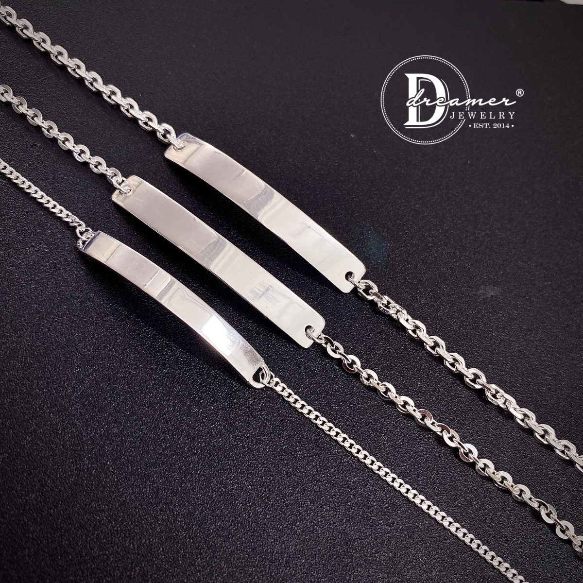 Lắc Tay Bạc 925 Bản Xích ID Bar Cá Tính – Khắc Chữ Theo Yêu Cầu