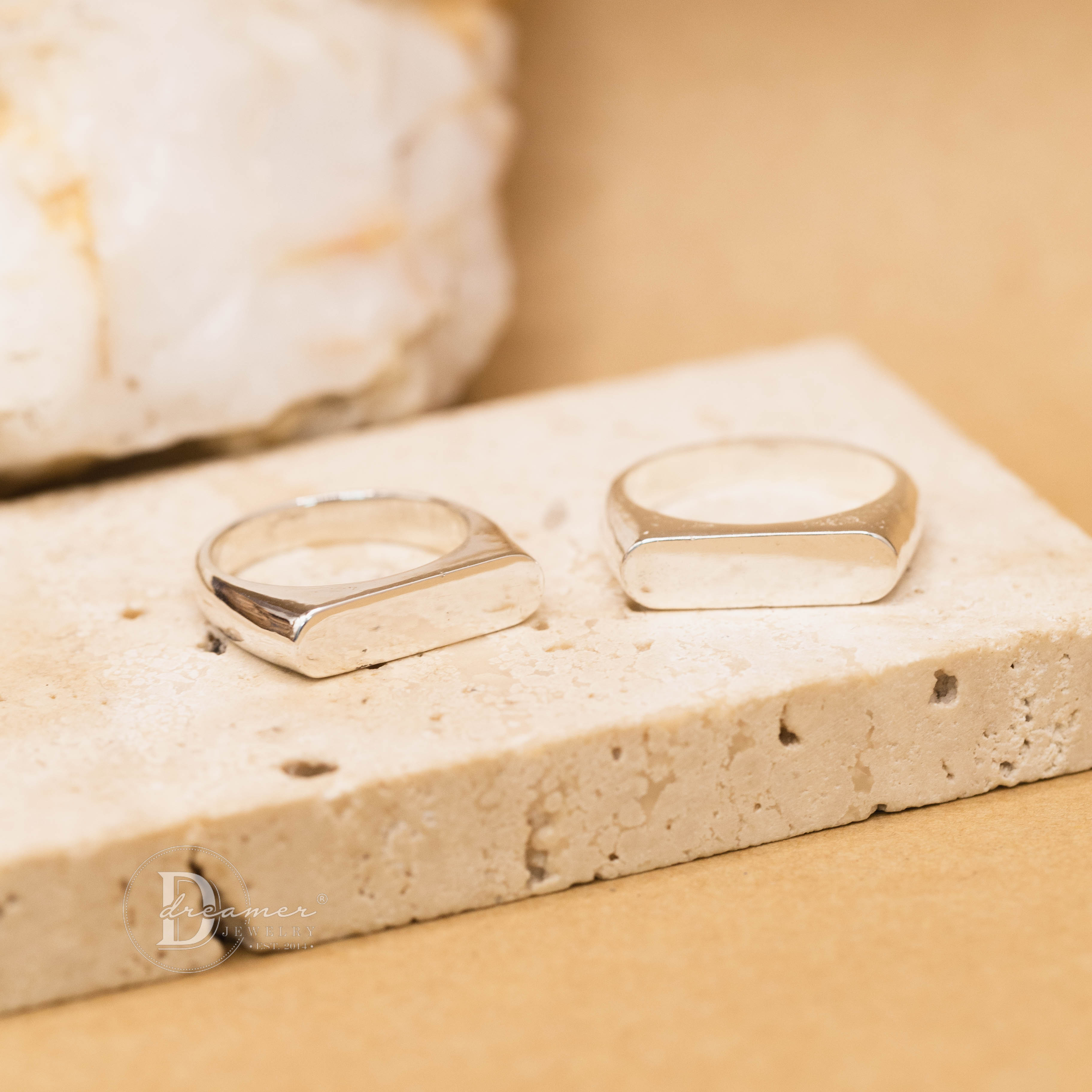 Nhẫn Bạc 925 Signet Mặt Chữ Nhật Đặc – Khắc Chữ Theo Yêu Cầu