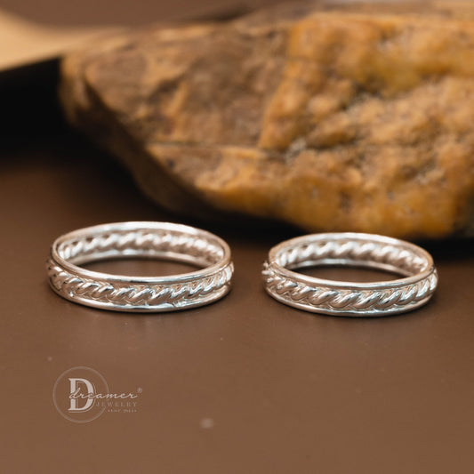 Bold 5mm Triple Twisted Wire Silver Unisex Ring