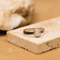 Oxidized Darken Moonstone Silver Ring – Minimalist 2mm Textured Band