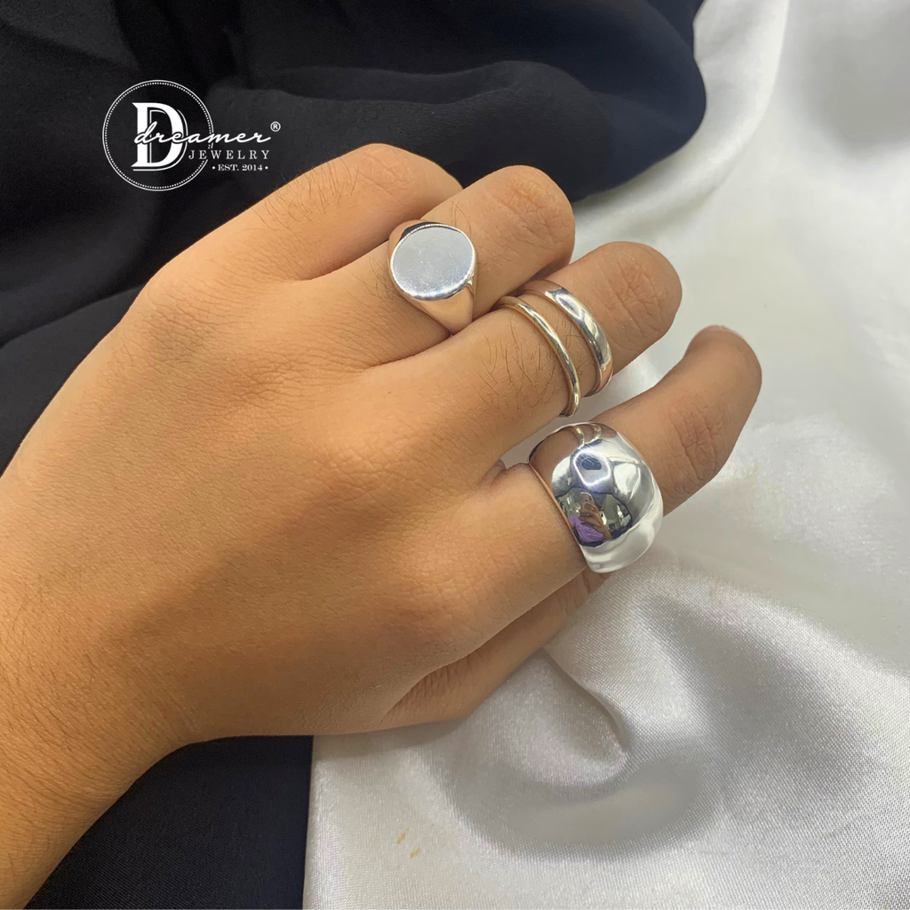 Handmade Solid 925 Silver Oval Signet Ring (13mm)