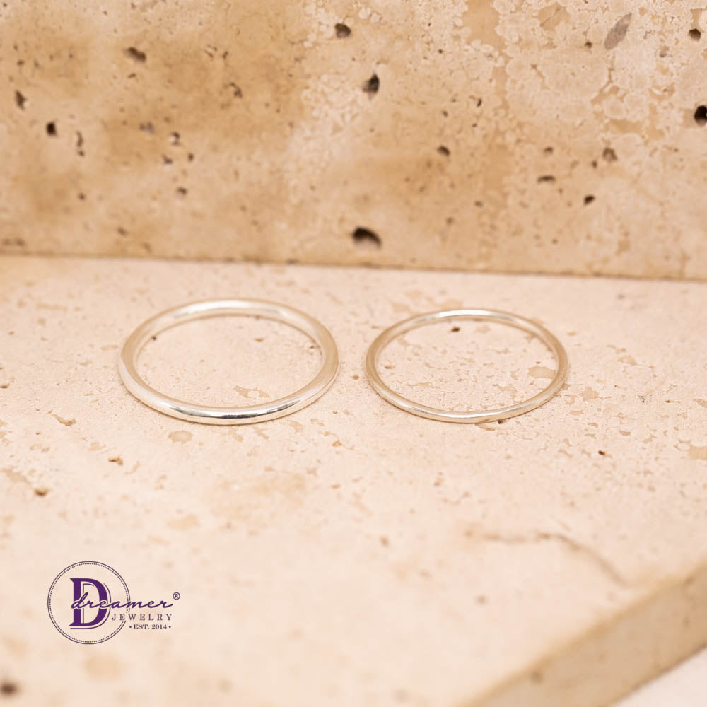 Nhẫn Bạc 925 Trơn Tròn Basic Thủ Công (Dày 1.3mm & 1.5mm)