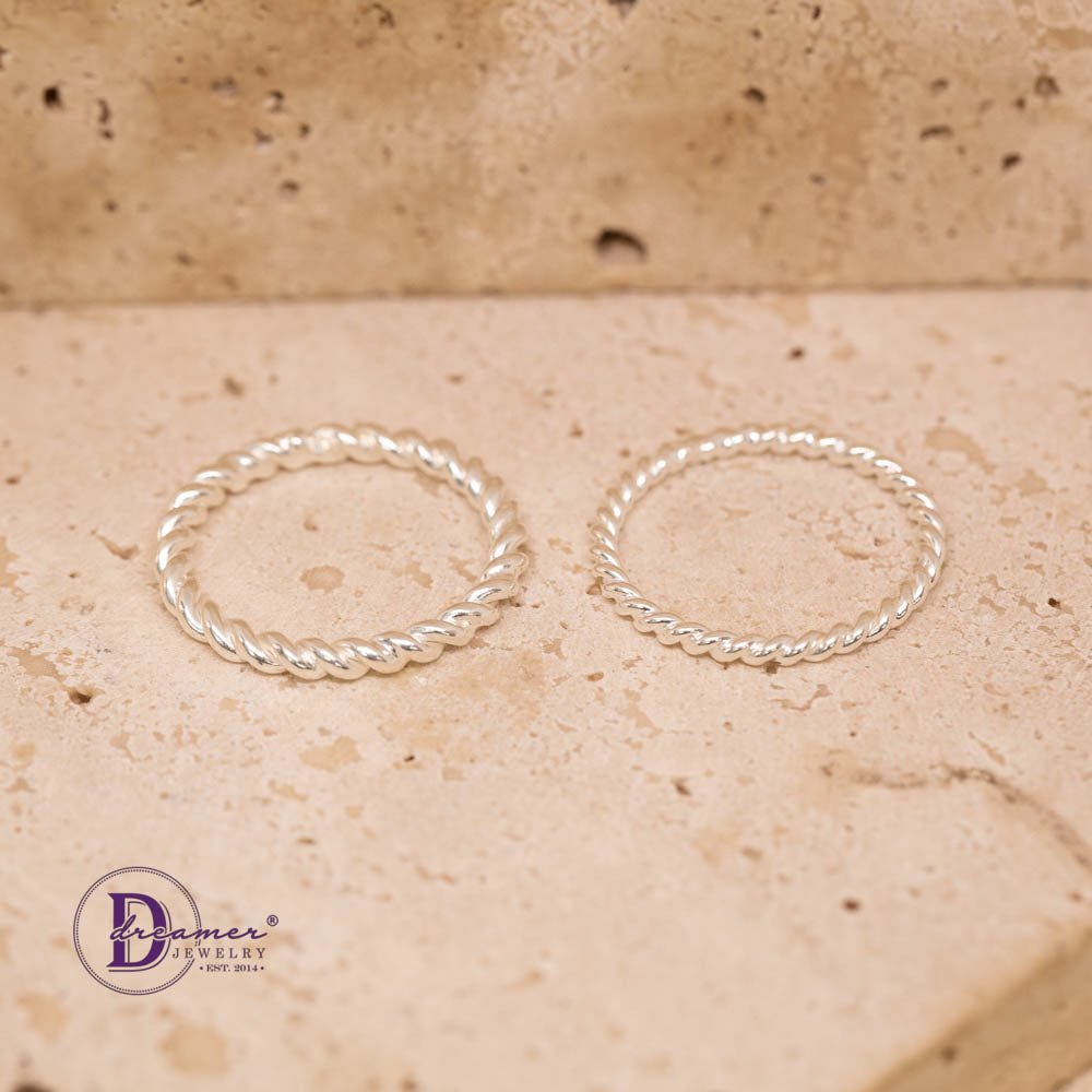 Nhẫn Bạc 925 Xoắn Đôi Thủ Công (Dày 1.3mm & 1.5mm)