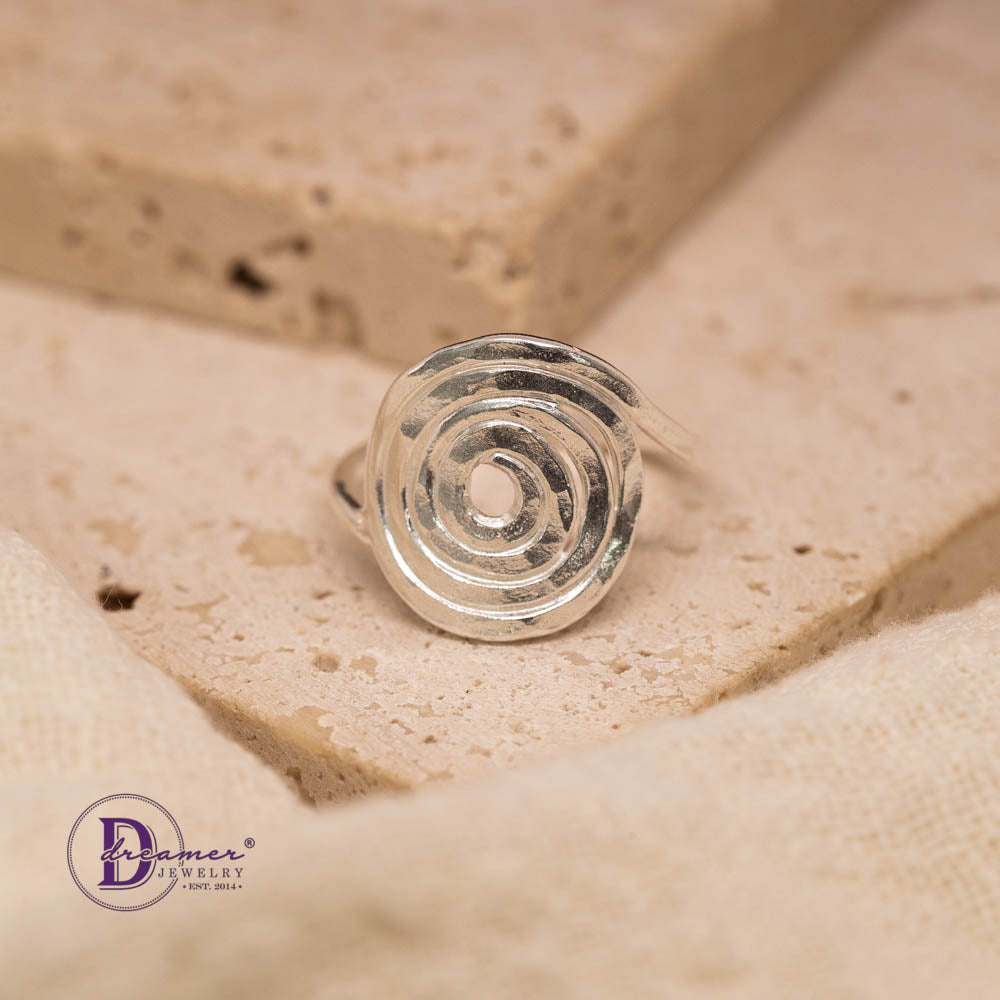 Nhẫn Bạc 925 Xoáy Ốc Búa Đập Ocean Spiral Thủ Công