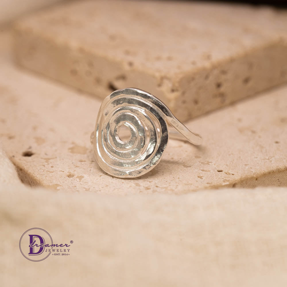 Nhẫn Bạc 925 Xoáy Ốc Búa Đập Ocean Spiral Thủ Công