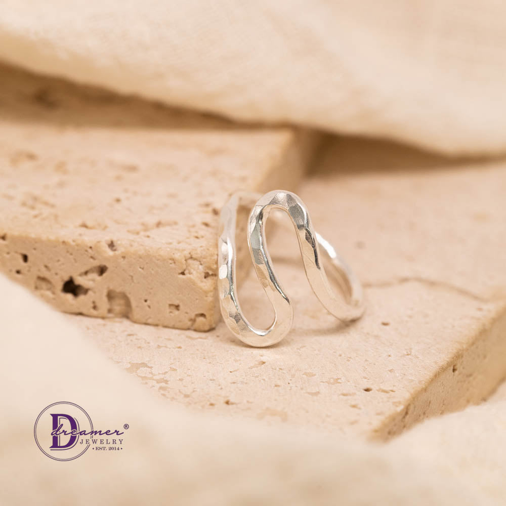 Nhẫn Bạc 925 Sóng Biển Búa Đập Hammered Ocean Wave Thủ Công