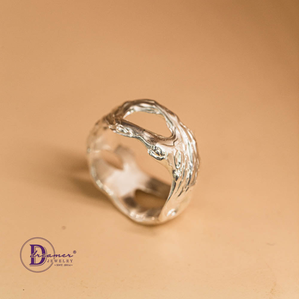 Nhẫn Bạc 925 Molten Liquid Metal Dáng Hữu Cơ Độc Bản (Unique 1-of-1)