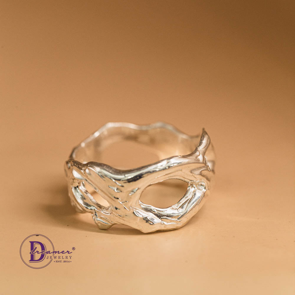 Nhẫn Bạc 925 Molten Liquid Metal Dáng Hữu Cơ Độc Bản (Unique 1-of-1)